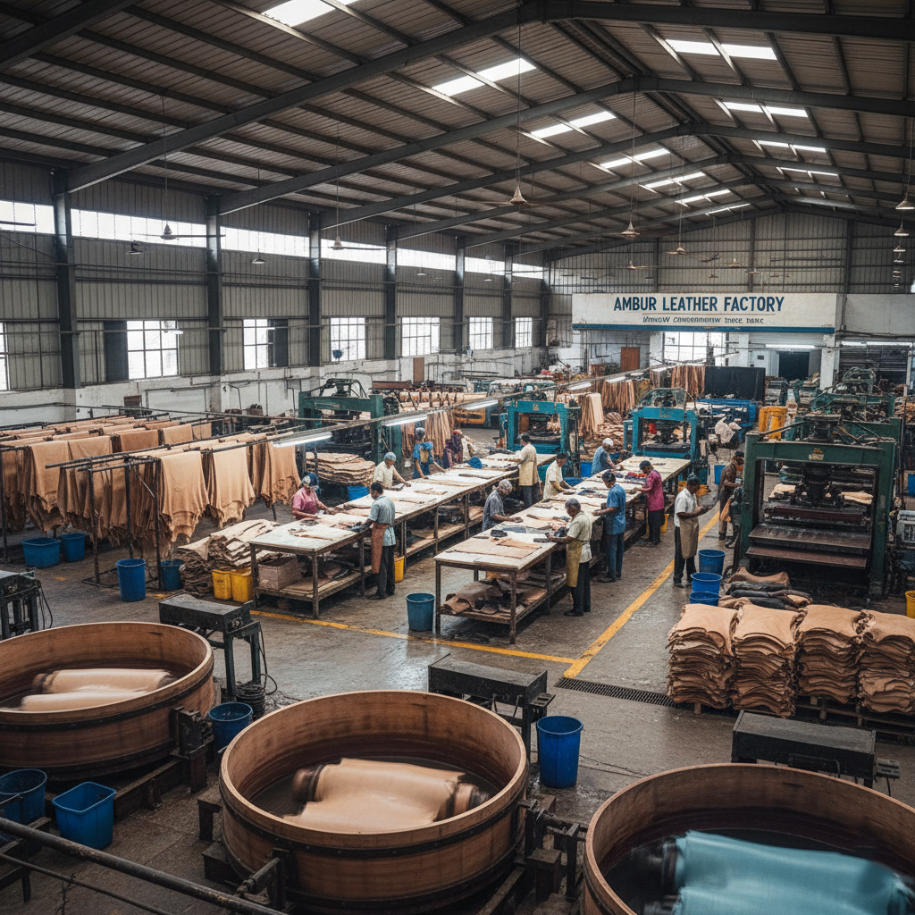Advanced leather processing unit in Ambur with modern equipment and eco-friendly systems.