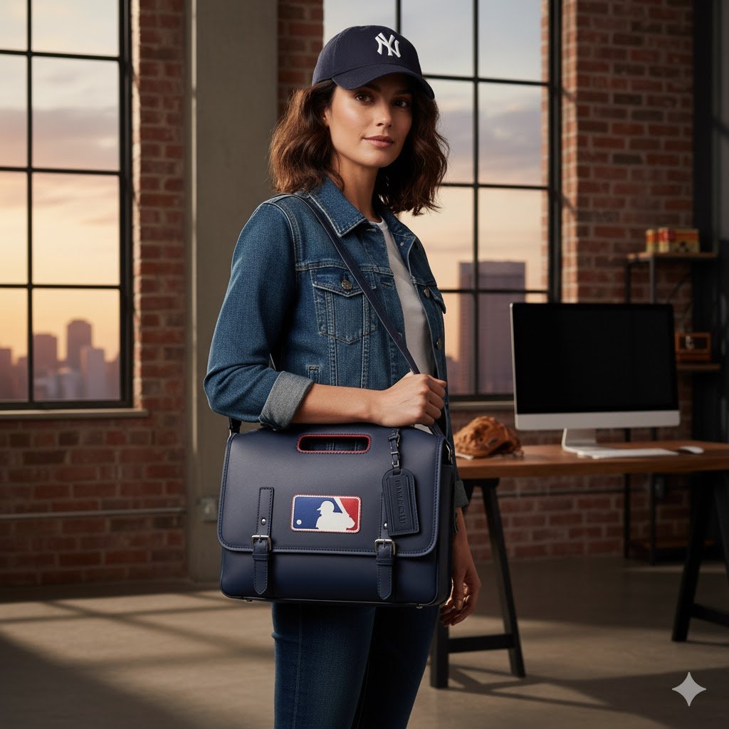 A woman holding a sleek, minimalist item from a collection of laptop bags for women, featuring a unique integrated handle cut directly into the bag for a clean, modern look.