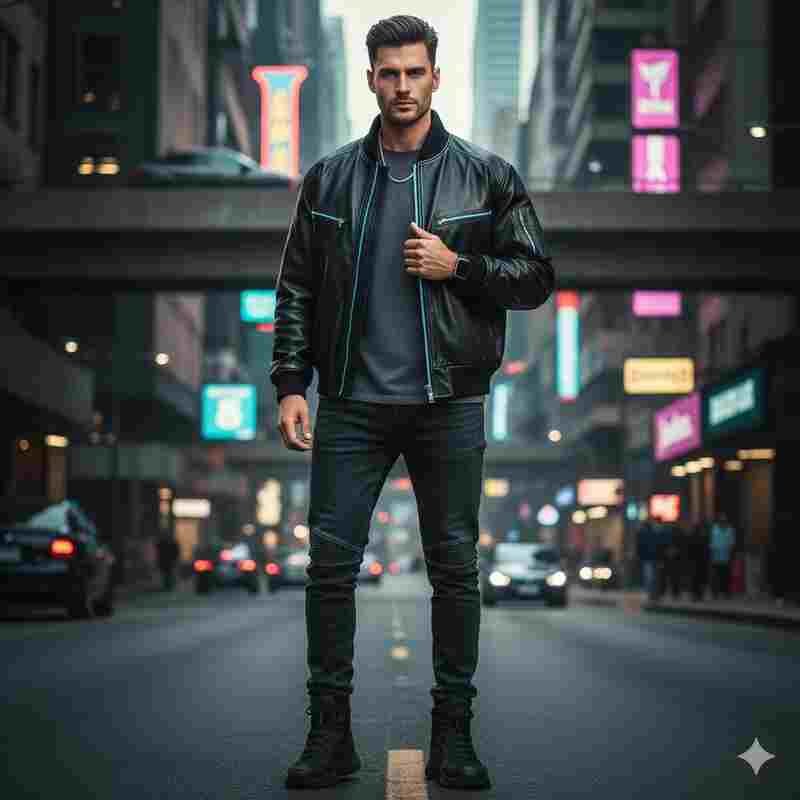 Leather jacket men fashion trending bomber style 2025