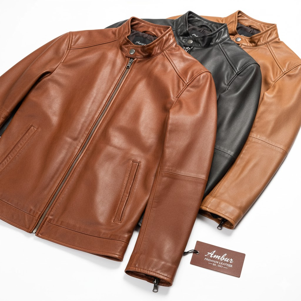 Premium Ambur leather jacket men fashion collection